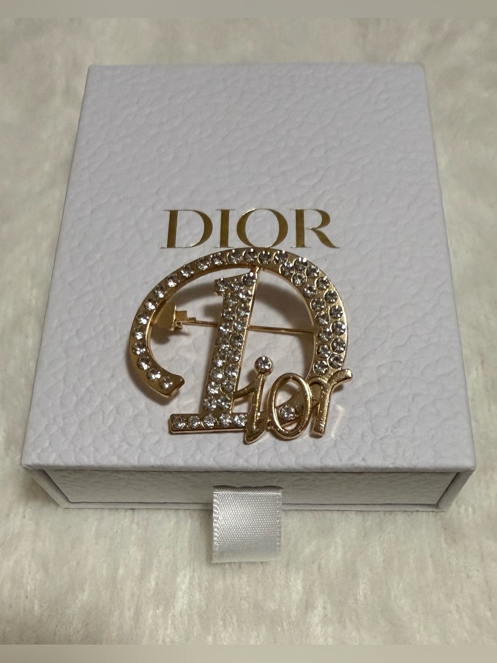 Elegant Gold and Crystal Pin Brooch D Style